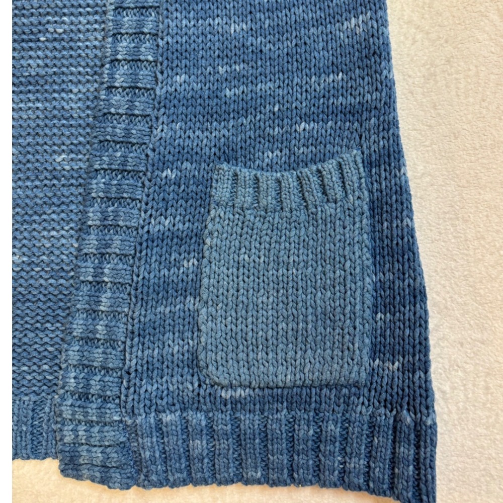 Johnny Was Blue Marled Chunky Knit Cotton Open Front Cardigan Sweater M52220 L - Picture 9 of 9